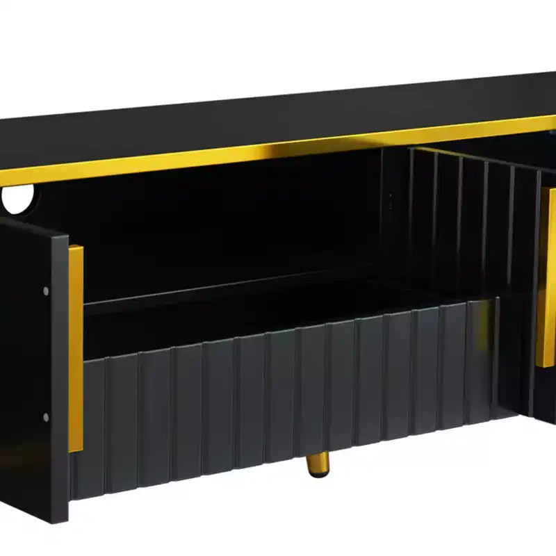Mobile TV bianco e nero con cassetto e 2 ante, per TV fino a 85", larghezza 78,8"