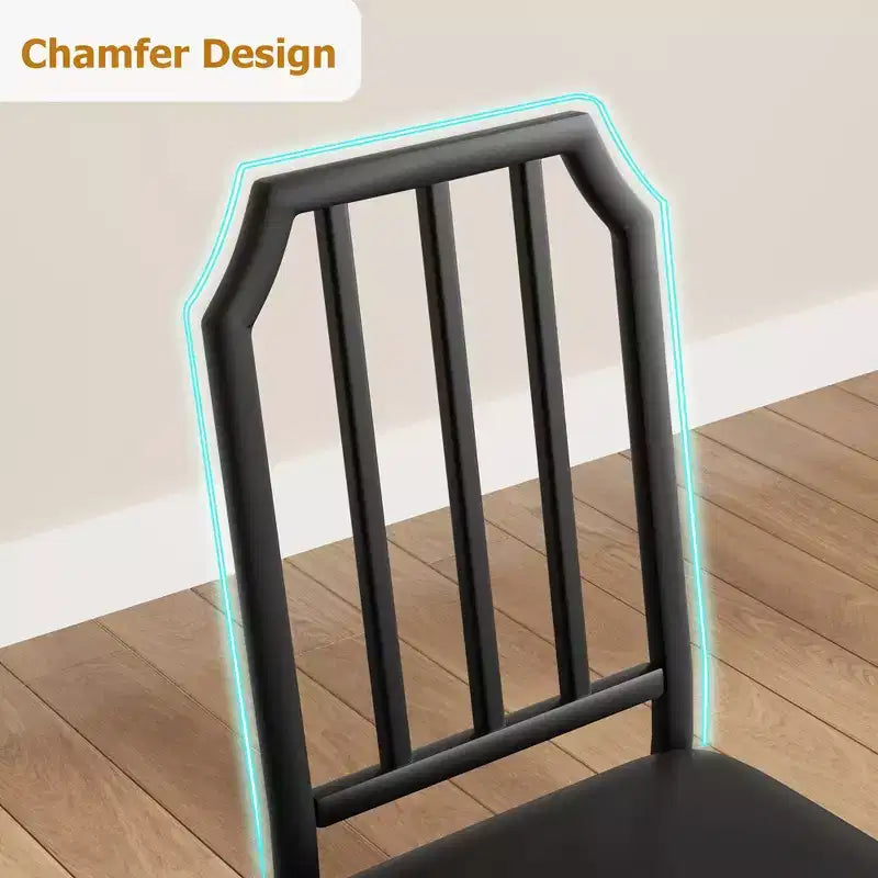 Set da pranzo rettangolare 5 pezzi con tavolo in legno marrone e metallo nero, 4 posti