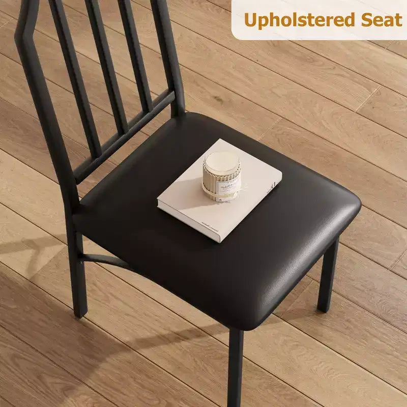 Set da pranzo rettangolare 5 pezzi con tavolo in legno marrone e metallo nero, 4 posti