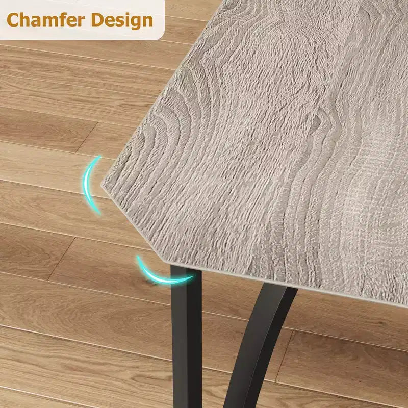Set da pranzo rettangolare 5 pezzi con tavolo in legno marrone e metallo nero, 4 posti