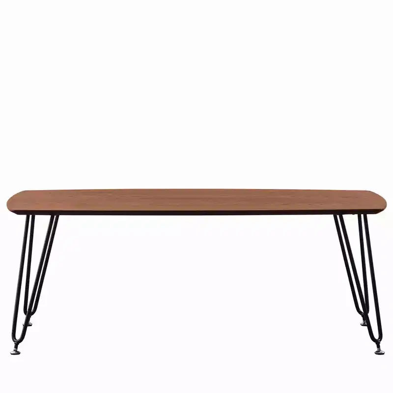 Tavolino da Caffè Rettangolare con Gambe in Metallo – Nero / Naturale / Noce, 1 Pezzo
