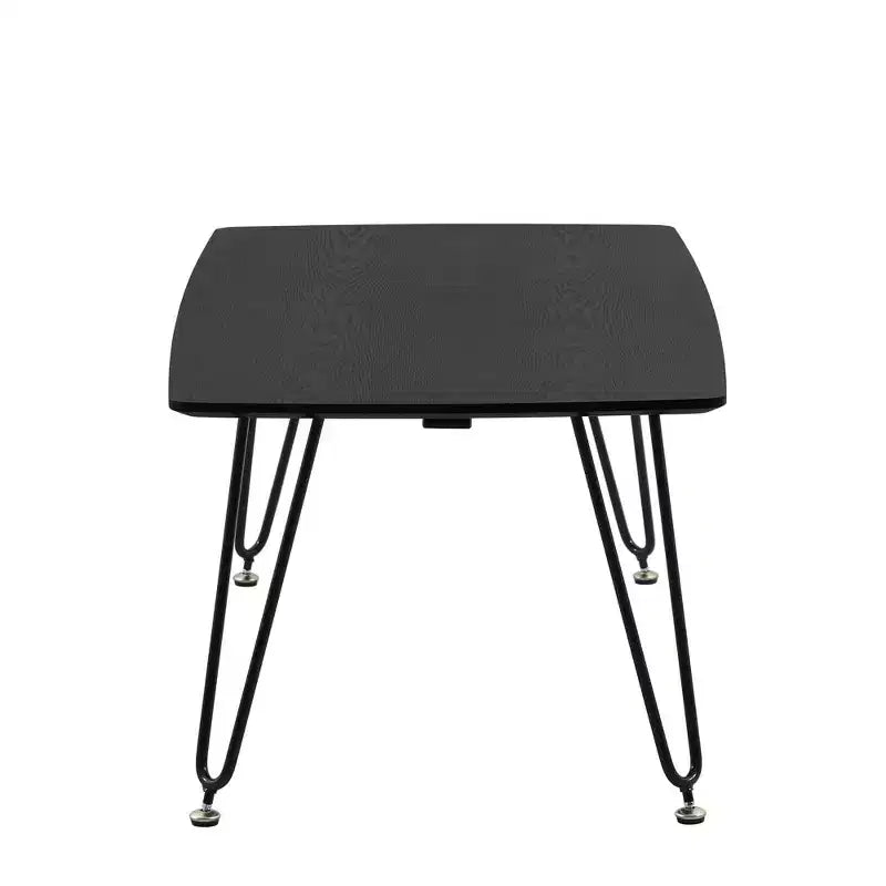Tavolino da Caffè Rettangolare con Gambe in Metallo – Nero / Naturale / Noce, 1 Pezzo