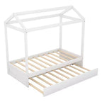 Struttura per letto a due piazze in legno bianco in stile casetta con letto estraibile, per 2 persone