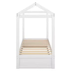 Struttura per letto a due piazze in legno bianco in stile casetta con letto estraibile, per 2 persone