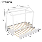 Struttura per letto a due piazze in legno bianco in stile casetta con letto estraibile, per 2 persone